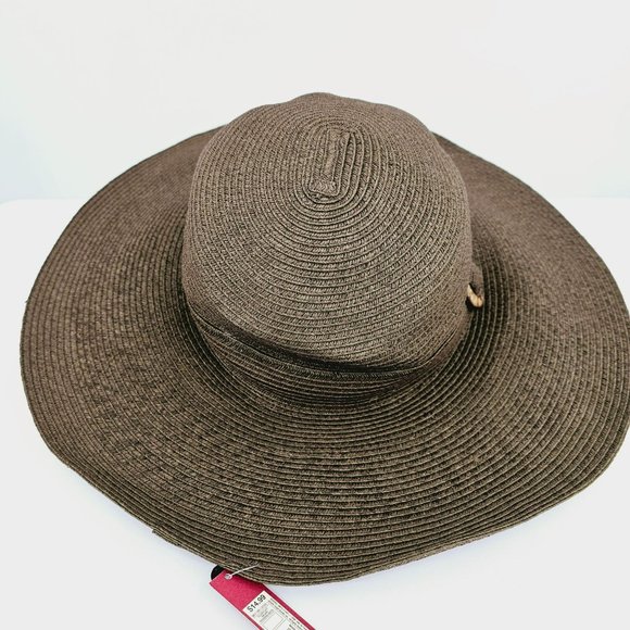 Merona Hat Floppy Brown Sun Side Buckle One Side Paper Blend Outdoor Beach New - Picture 5 of 12